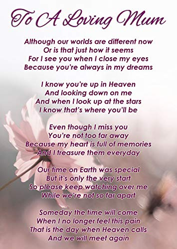 to A Loving Mum Memorial Graveside Funeral Poem Keepsake Card Includes Free Ground Stake F346