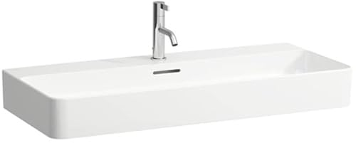 Laufen VAL Aufsatzwaschtisch 950x420, 2 Hahnlöcher, mit Überlauf, Wandmontage, Unterseite geschliffen, weiß, Farbe: Weiß mit LCC - H8162874001071