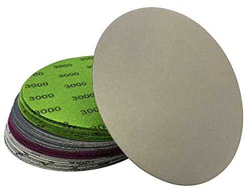 schleifpapier 150mm klett 40 Stück Runde Nasse Trockene Wasser Schleifscheiben Körnung 1000 2000 3000 5000，Exzenterschleifer Schleifpapier für Holz, Metall & Auto