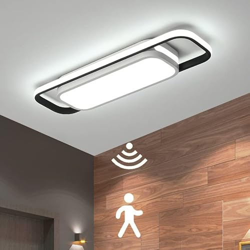 Modern LED Deckenleuchte mit Bewegungsmelder Innen Sensorlampe 6000K Flur Deckenlampe mit Tageslichtsensor Deckenbeleuchtung für Korridor Wohnzimmer Schlafzimmer Balkon Gang Treppe Veranda Lampe, 50cm