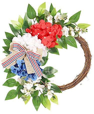 OFUNGO Ghirlanda Artificiale for Piante Fiori, Quarta Corona patriottica, Corona di Fiori Artificiali for Il Giorno dell'indipendenza, Matrimonio, Decorazioni for la Laurea