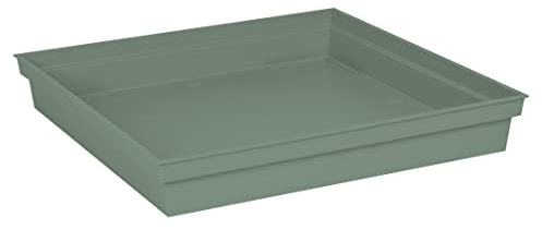EDA - Soucoupe Carrée Toscane 40 cm - pour Pot de Fleur Carré Toscane 50 cm - 40 x 40 x H.5,9 cm - Vert Laurier
