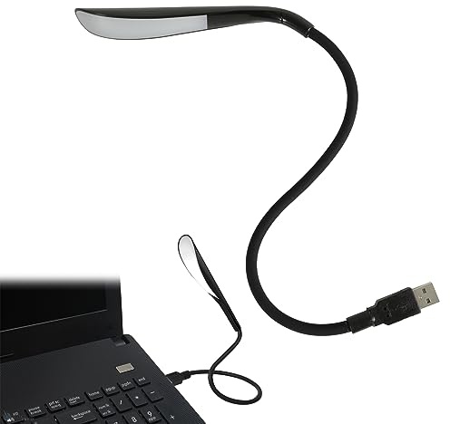 Cerioll Lampada USB Per PC, Lampada LED USB Flessibile, Luce Da Lettura LED, Dimmerabile, Collo D'oca Flessibile, Per PC, Tastiera Computer Portatile, Alimentatore Mobile, Luminosità A 3 Livelli, Nero