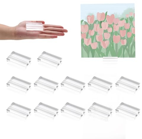 Fisynug 12 Stück Acryl Tischkartenhalter, Transparenter Kartenhalter Fotohalter Postkartenhalter für Hochzeiten Partys, Tischnummernhalter, Menühalter für Restaurants(50 x 30 x 10 mm)