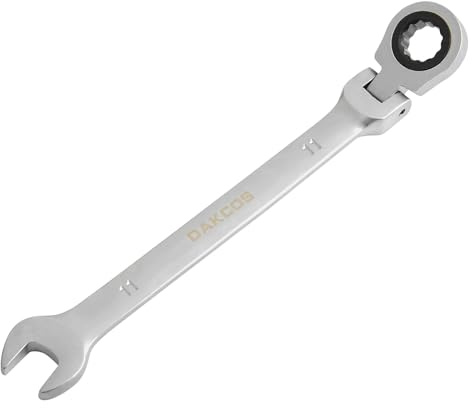 DAKCOS Llave combinada flexible Llave fija con carraca 11mm, Cr-V | Llave de trinquete articulada