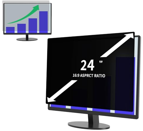 DEJIMAX Protezione Schermo per Computer Desktop da 24 Pollici con Rapporto di Aspetto 16:9, Anti Luce Blu e antiriflesso, Filtro per la Privacy a Rapida Installazione, Pellicola di Protezione PC