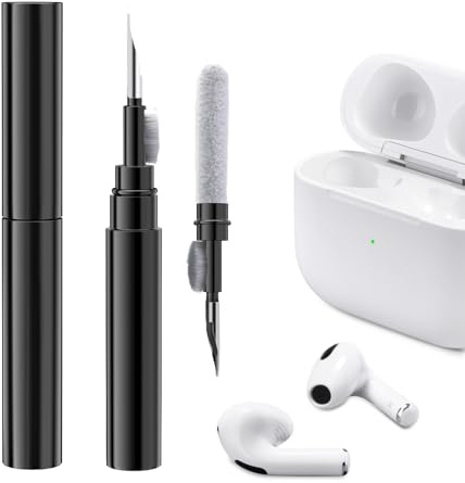 ICARER Clean Kit für AirPods Pro 3 2 1/AirPod 4-1 Reinigungs Schwarz | 3 in 1 Multifunktions Kopfhörer Reinigungsset Werkzeug Weiche Bürste, Beflockungsschwamm, iPhone Kamera Tastatur