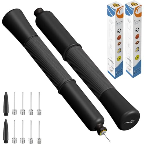 Ballpumpe mit Nadelaufbewahrung (Niemals die Nadel verlieren) Basketballpumpe mit 5/10 Nadeln und ausziehbarem Kabel für Fußball, Basketball, Volleyball, Rugby Ball - Großartig für alle Bälle