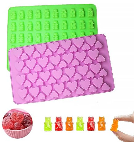 2 Pièces Moule Silicone Bonbon - Formes Ourson, Coeur, Papillon - Réutilisable Pour Faire des Bonbons, Gelée, Chocolat (A)