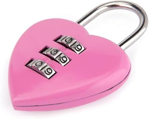Lucchetto a combinazione a forma di cuore rosa per ragazze e donne, mini password a 3 cifre ripristinabile codice serratura per scuola, lucchetti e chiusure
