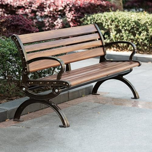 Gartenbank im Freien, Holzbank Sitzbank mit Rückenlehre & Komfort Holzsitz, Wetterfest Sitzauflagen Bank, 470 lbs Ladungskapazität, Wettersicher, langlebig, leicht zu versammeln ( Color : With backres