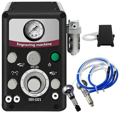 AUTUMFLATGAO Máquina Neumática De Grabado De Joyería, Grabador Neumático De Doble Cabezal De 400-8000Rpm, Herramienta De Micrograbado De Pieza De Mano, Grabador De Artesanías De Joyería