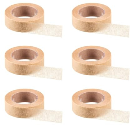 QEDBOJE 6 Rollen Mikroporen Band Flexibles Hautband Atmungsaktives Nasenband Selbstklebendes Mullband für Wundverletzungen Schwellungen Sport (0,5 Zoll x 10 Yard, Beige)