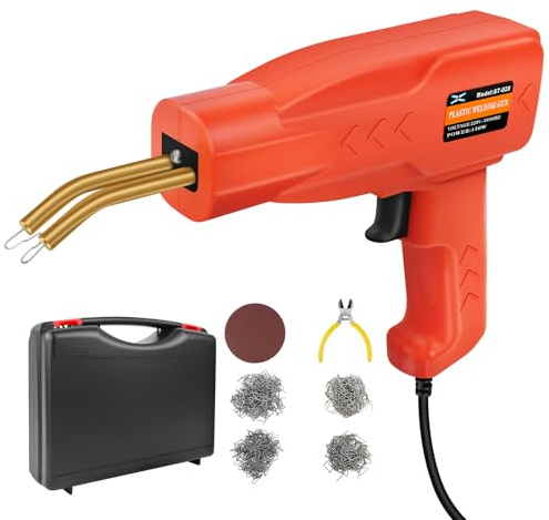 150W Kunststoff Schweißgerät Auto Stoßstange Reparaturset, 800PCS Heißhefter Kabellos Plastik Schweißen, 2 Thermischer Glättkopf, LED-Licht Auto Stoßstange Reparatur Set für Kunststoff Schweißen