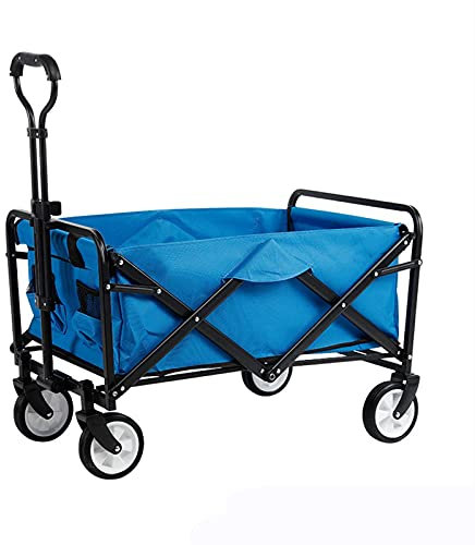 NZpost Garden Cart Outdoor Utility Wagon Garden Trolley Carts Folding Garden Beach Shopping Camping Cart (Black) (Blue)