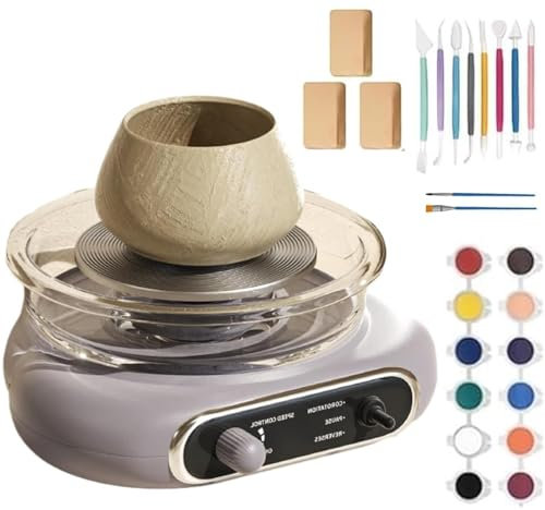 Four à poterie, Tour de poterie électrique avec 9 Accessoires, réglage de la Vitesse, Mini Tour de poterie, Amovible pour Le Nettoyage, kit d'outils de Bricolage, pédale indépendante Purple