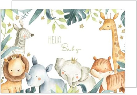 Edition Seidel Premium XXL Maxi Tarjeta de Felicitación para Nacimiento con Sobre Formato DIN A4. Tarjeta de Felicitación, Tarjeta de Bebé, Billete Hello Baby Niño Niña (A4-E275)