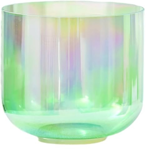 Kristall-Klangschalen-Set, 6 Zoll, 432 Hz, grüne, klare Alchemie-Klangschale, kosmisches Licht for Yoga, mit kostenlosem Acryl-Zünder und O-Ring(F note)