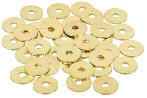 sourcing map Rondelle piatte in ottone, diametro esterno 1/2 x diametro interno 1/8 x 1 mm, rondelle M3 per bulloni, viti, riparazione di macchinari, costruzione esterna, confezione da 38