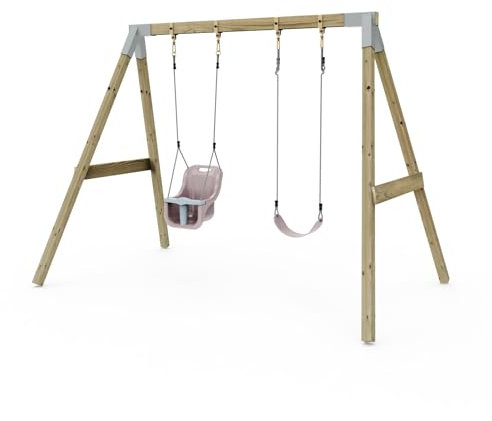 Premium Double Swing - Flex and Baby Dusky Pink | Two Swing Seats | Stable Construction | Premium Welded Brackets & Pressure Treated Timber |