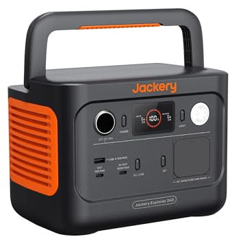 Jackery Explorer 240 v2, 256Wh LiFePO4 Solargenerator mit 300W AC/100W USB-C Ausgang, Outdoor Generator für Camping, Reise, Notfall, Camping (Generalüberholt)