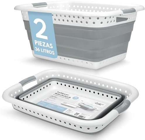 BADIONA 2er Set Wäschekorb faltbar - 36 Liter & Universelle Nutzung I Zusammenklappbarer faltbarer Wäschekorb faltbare Wäschekörbe & Pfandflaschen Aufbewahrung I Laundry Baskets Wäschewanne