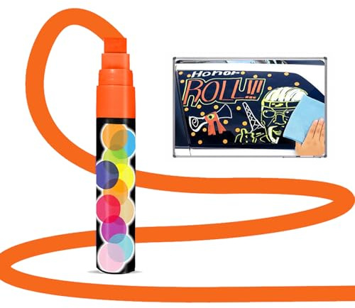 Femnow Kreidestifte für Tafel Abwaschbar Orange, Folienstift Non Permanent Große Kapazität, Kreidestifte Abwaschbar Verschiedene Schreibbreiten 15 mm 9 mm 1-3 mm für Fenster, Tafel, Glas, Auto