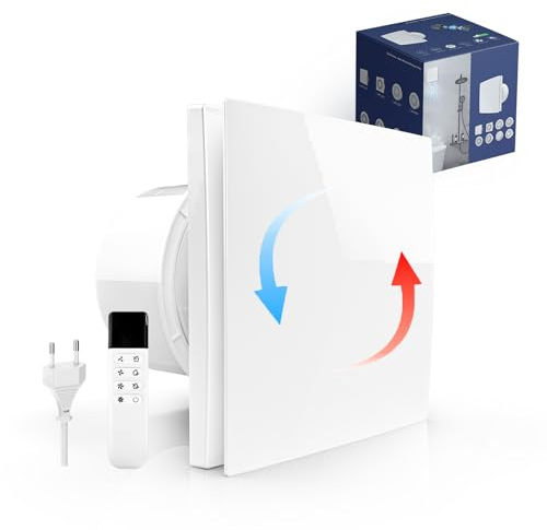 LINGGONGAIR Raumlüfter 100mm Wandventilator leise mit EC-Motor Fernbed | 10W EC-Motor, Zu- & Abluft, variable Geschwindigkeit, einfache Montage, für Zimmer, Küche, Büro, Wohnz., Garagen