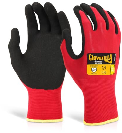 Glovezilla Beeswift Nitrile Nylon Gloves Red Size L