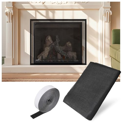 Fireplace Screen,101x74cm Mesh Fireplace Cover Baby Proof to Prevent Baby and Pet Near Fireplace,Fire Guards For Living Rooms,Home Log Burner Fireguards Baby Safe Screen Fireside Accessories