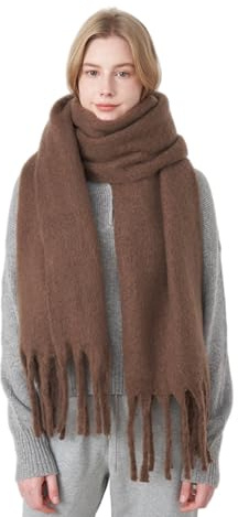 Moguxb Echarpe Femme Marron Écharpe d'hiver Pashminas et Foulards Écharpe Chaude pour Hiver