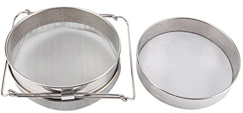 Agatige Tamis de Miel à Double Couche, passoire de Miel en Acier Inoxydable Filtre d'équipement de Maintien avec des Bras réglables pour Le Miel Propre