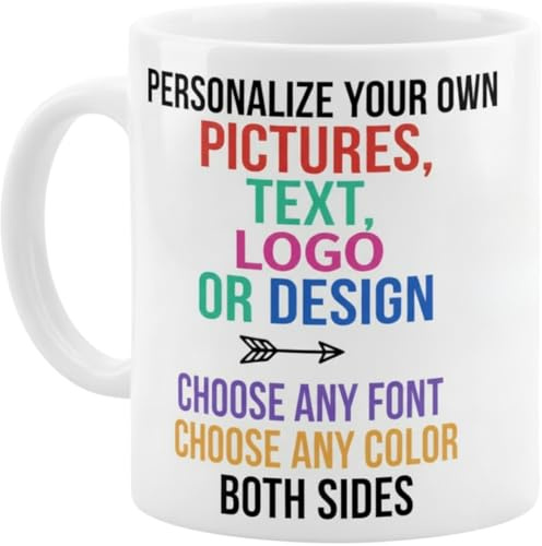 IMPRESSLEY Personalised Mug – Add Your Text & Photo | Custom Coffee Cup (11oz) – Gift for Men & Women, Birthdays, Anniversaries, Father’s & Mother’s Day, Christmas – Logo & Picture Print