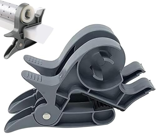 1 Pair Christmas Wrapping Paper Cutter Holder and Tape Dispenser, Christmas Wrapping Paper Clamps Tools Set, Office Gift Packaging Cutting Tool, Single Roll Paper Fixing Bracket (Grey)