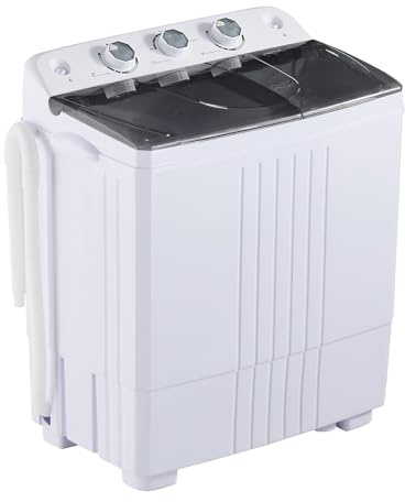 Machine à laver à double cuve d'une capacité totale de 6 kg, lave-linge de 4,5 kg + sèche-linge de 1,5 kg, mini machine à laver portable avec minuterie et tuyau de vidange pour appartements, dortoirs