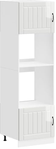 Tidyard Oven Cabinet Set of 2 Gloss White Engineered wood Compact Oven cabinet Model3315043