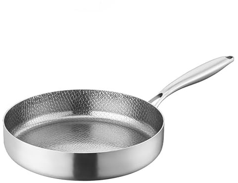 Titanium Hammered Pan Pro, Sartén de Titanio Plateful, Sartén Martillada de Titanio Puro Pletefull con Tapa, Utensilios de Cocina Antiadherentes, para Cualquier Tipo de Cocina (No lid,7.8 (20 cm))