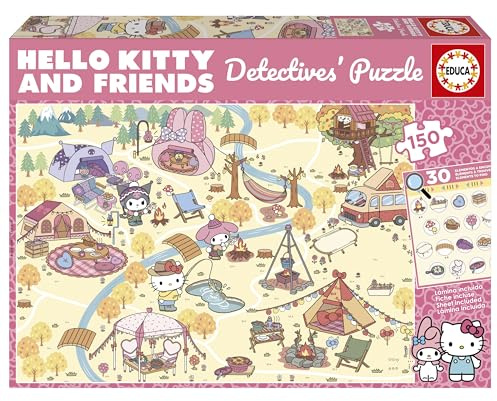 Educa - Hello Kitty Detectives | Barnpussel med 150 bitar | Montera det och sök efter dolda föremål | Rekommenderas från 6 7 8 år (20512)