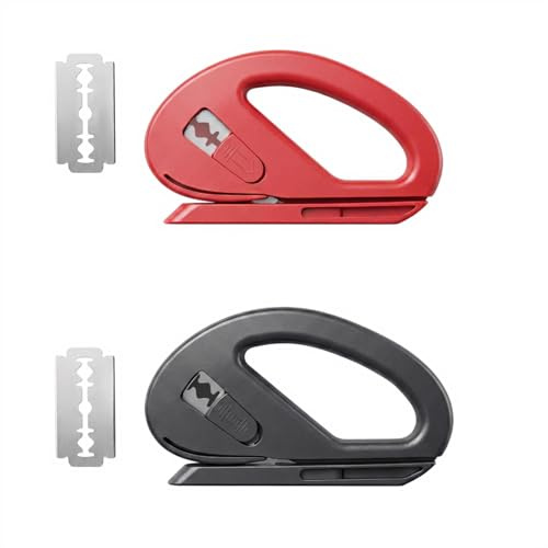 2er Set Geschenkpapier Schneider, 1 Schwarz + 1 Rot, Inklusive 6 Klingen, Papierschneider Und Kartonschneider, Geschenkpapier Cutter Für Kinder, Brieföffner Und Paper Cutter