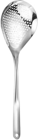 YARNOW Colador de Acero Inoxidable Ranurado Grande para Freír y Escurrir Alimentos, Utensilio Resistente para Cocina Profesional