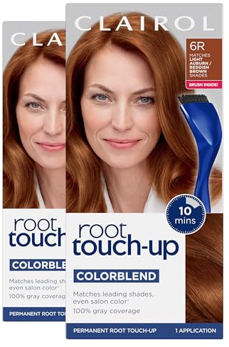 Clairol Root Touch-Up by Nice'n Easy Permanent Hair Dye, 6R Light Auburn/Reddish Brown Hair Color, Pack of 2