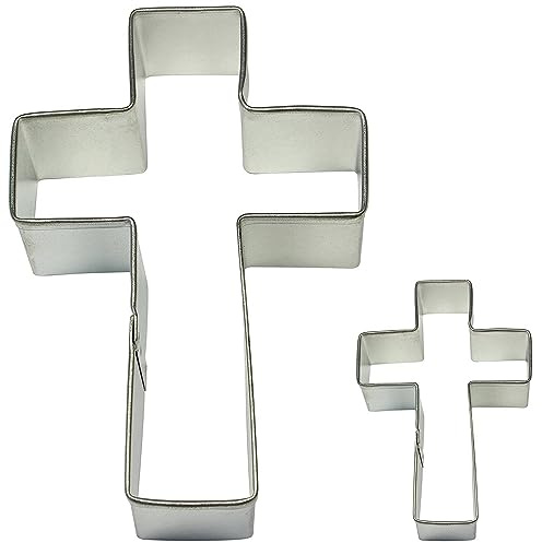 PME Cross Cookie und Cake Cutters, kleine und große Größen, 2er-Set, Silver