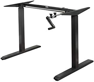 Ergomax Büro höhenverstellbar Kurbel Schreibtisch, schwarz, schwarz, M