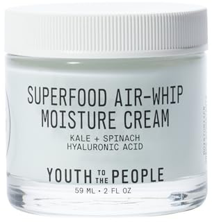Youth To The People Superfood Air-Whip Moisture Cream Full Size - Kale + Green Tea Hyaluronic Acid Face Moisturizer, Smooths + Hydrates Up to 48HR with Dewy Glow, Non-Greasy Lightweight Gel - 2 fl oz