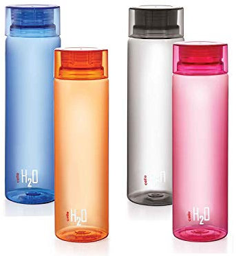 Cello H2O Unbreakable Bottle, 1 Litre, Set of 4, Colour May Vary