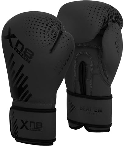Xn8 Guantes Boxeo para Hombre y Mujer Lamina Hide Leather Guantes Kick Boxing para Entrenamiento Sparring Artes Marciales MMA Lucha y Guantes Muay Thai 10 12 14 16 oz