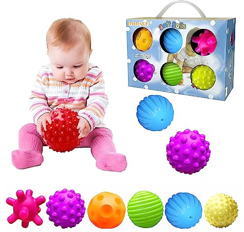 ROHSCE 6pcs Baby Textured Multi Ball Set Infant Sensory Balls Massage Soft Ball