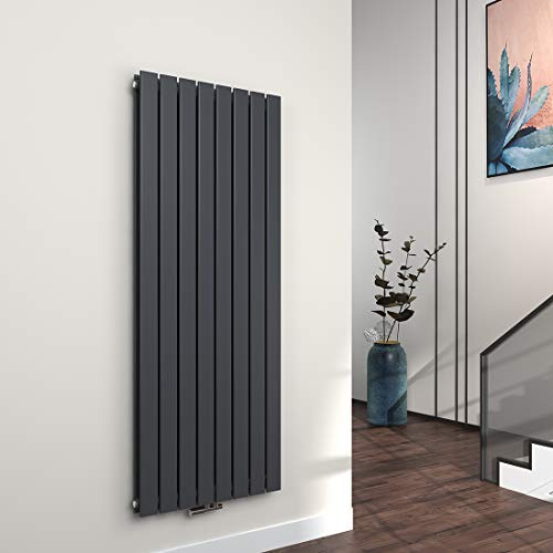 EMKE Vertikal Heizkörper 1600x616 mm Design Flachheizkörper mit Mittelanschluss, Doppellagig Anthrazit Paneelheizkörper Wandheizkörper für Bad, Schlafzimmer & Wohnzimmer, 1933W