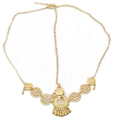 Ototon Chaîne de Tête Bohême Bandeaux Cheveux Style Bollywood Bijoux de Tête Grecque pour Mariée Femme Cadeau (Or)