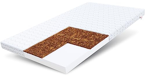 vFDM Baby Coco Schaumstoffmatratze 90 x 160 cm Kokos Matratze Kindermatratze Härtegrad H2/H3 (Mittelweich/Mittelhart) 8 cm Höhe Zweiseitig Bezug Abnehmbar Waschbar